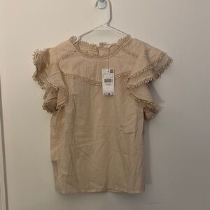 Mango Cream Ruffle Blouse